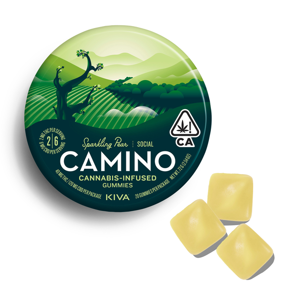 Camino | Gomitas Social Sparkling Pear  THC 2 mg + CBD 6mg | 20 piezas