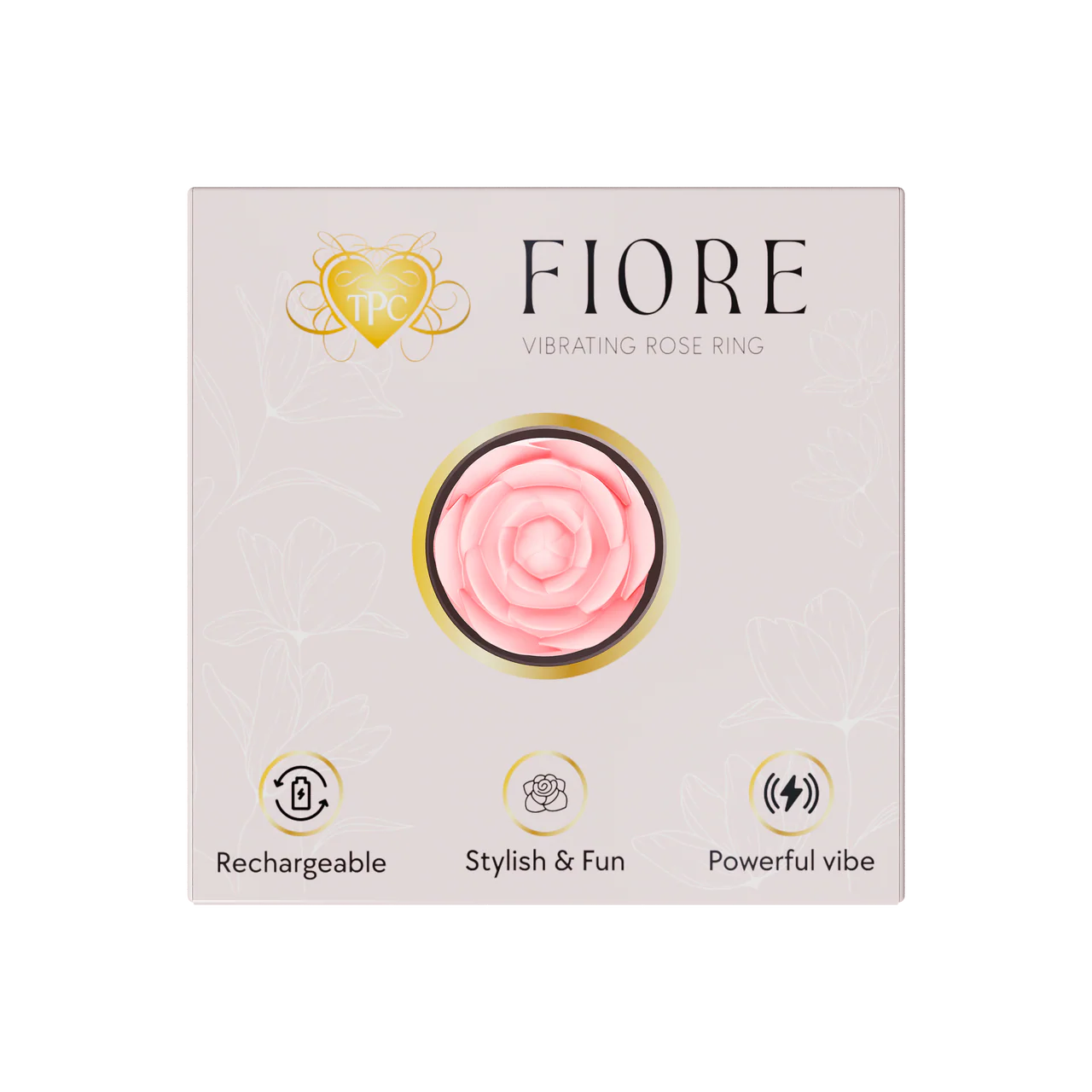 TPC | Vibrador Fiore en forma de anillo con diseño de rosa | 1 pieza