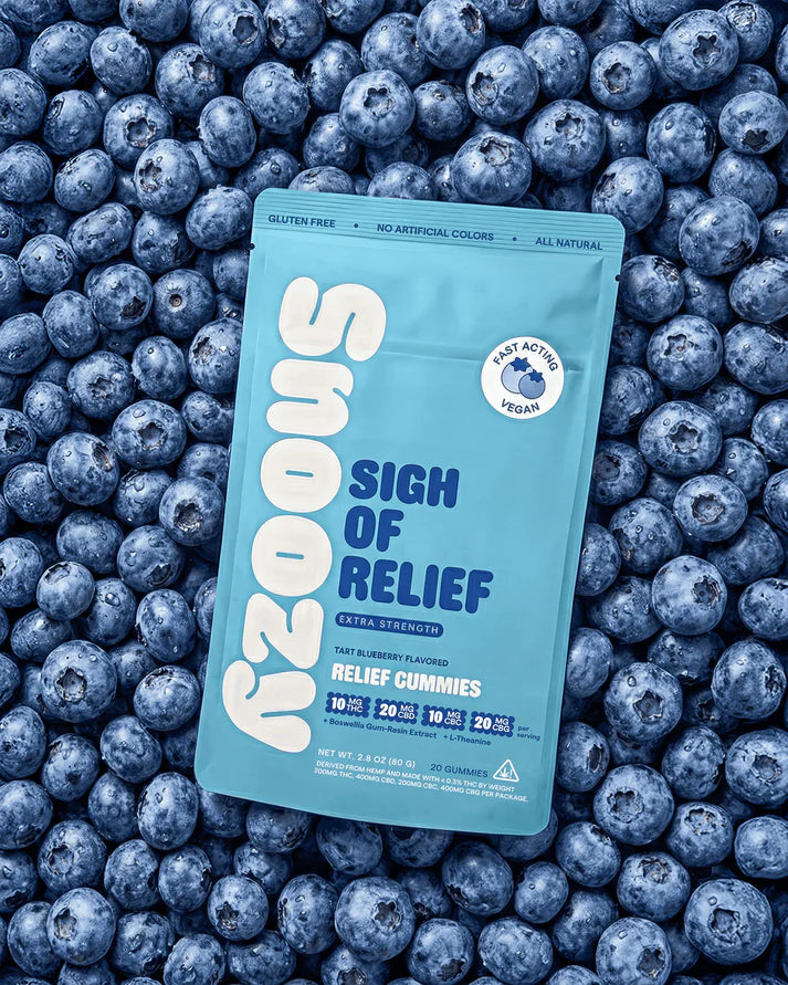 Snoozy | Gomitas Extra Strength Sigh Of Relief Delta 9 THC 10 mg/pza + CBD 20 mg/pza + CBG 20 mg/pza + CBC 10mg/pza| 2 o 20 piezas