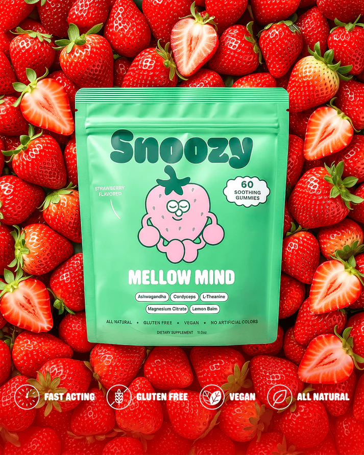 Snoozy | Gomitas Mellow Mind Botanical | Ashwagandha + Cordyceps + L-Theanina + Lemon Balm |60 piezas