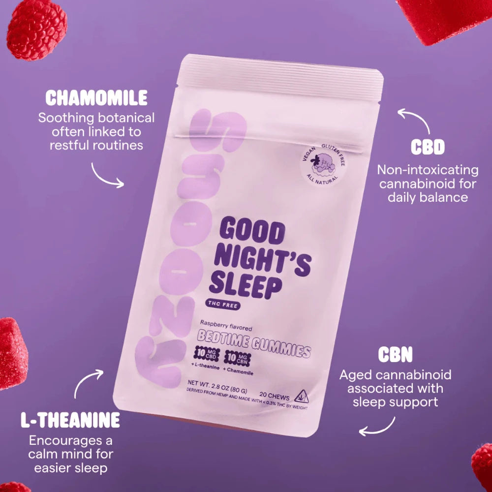 Snoozy | Gomitas Good Night´s Sleep Delta CBD 10 mg/pza + CBN 10 mg/pza | 2 o 20 Piezas
