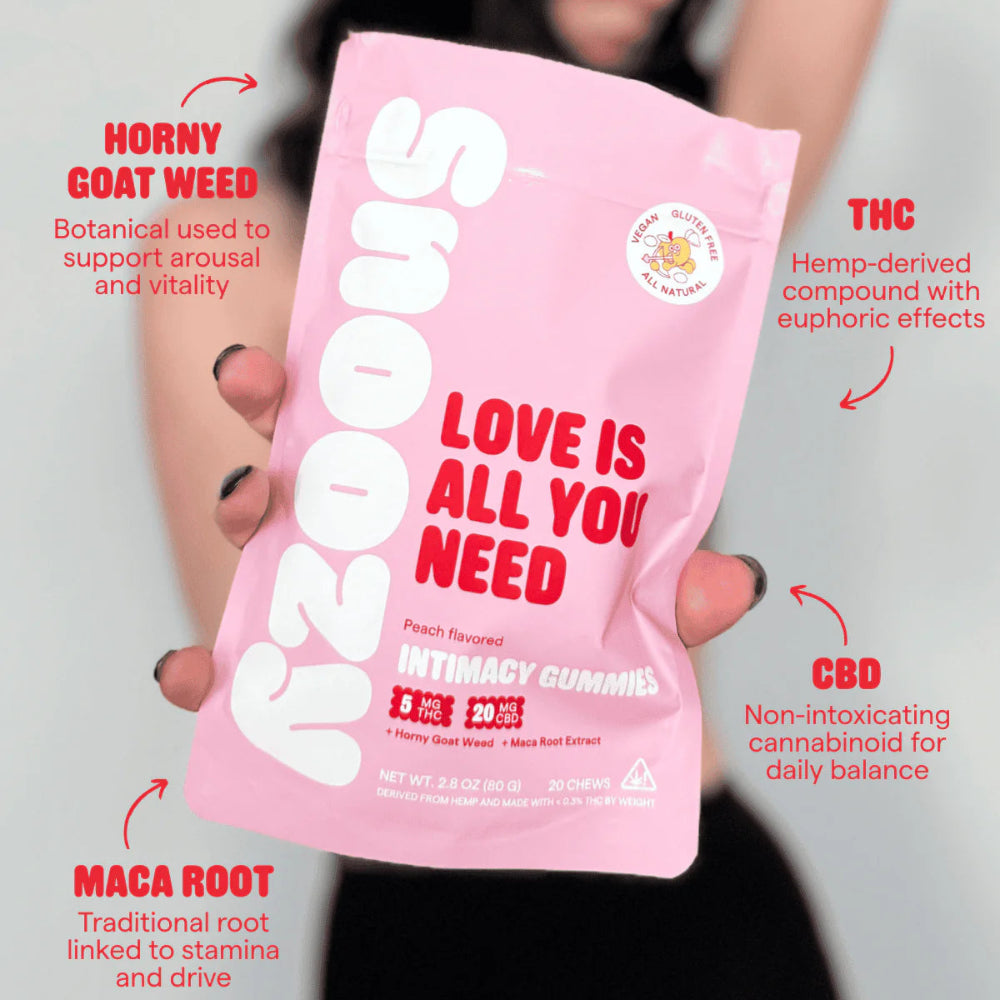 Snoozy | Gomitas Intimacy Delta 9 THC 5 mg/pza + CBD 20 mg/pza | 20 piezas