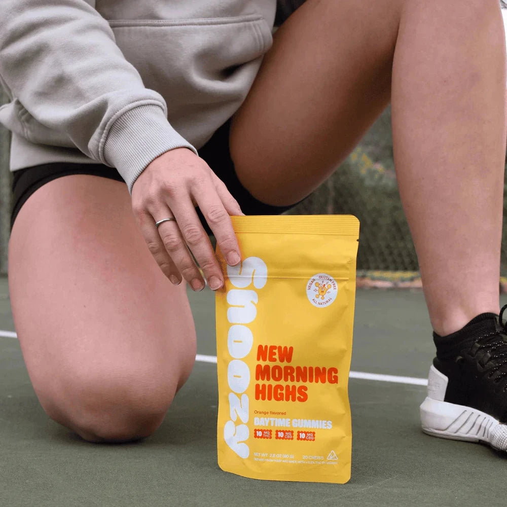 Snoozy | Gomitas New Morning Highs con Delta 9 THC 10 mg/pza + CBD 10 mg/pza + CBG 10 mg/pza | 2 o 20 piezas