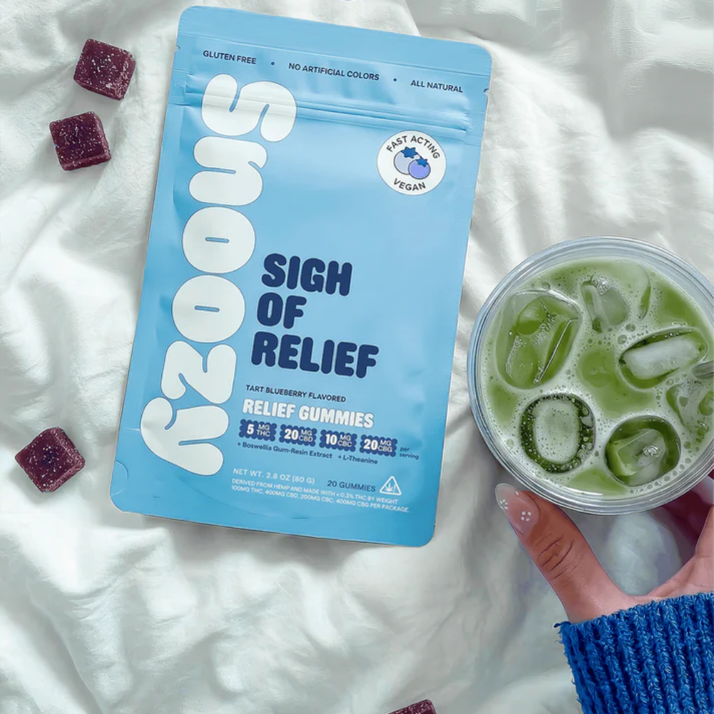 Snoozy | Gomitas Sigh Of Relief Delta 9 THC 5 mg/pza + CBD 20 mg/pza + CBG 10 mg/pza + CBC 10mg/pza| 2 o 20 piezas