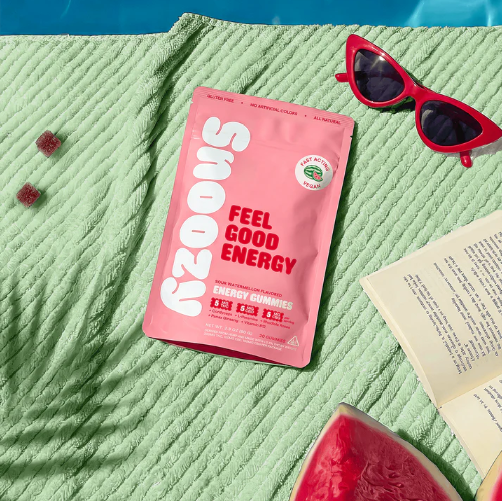 Snoozy | Gomitas Feel Good Energy Delta 9 THC 5 mg/pza + CBD 5 mg/pza + CBG 5 mg/pza | 2 o 20 piezas