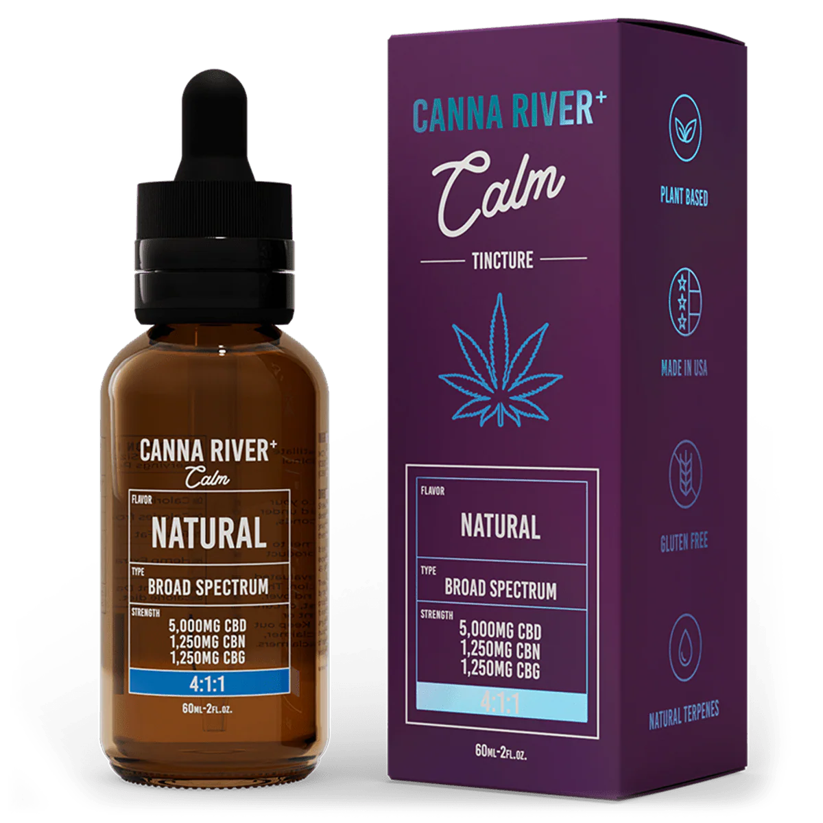Canna River | Calm Tintura Clasica CBD E. Completo 500mg + 120mg CBN + 120mg CBG  | 60 ml