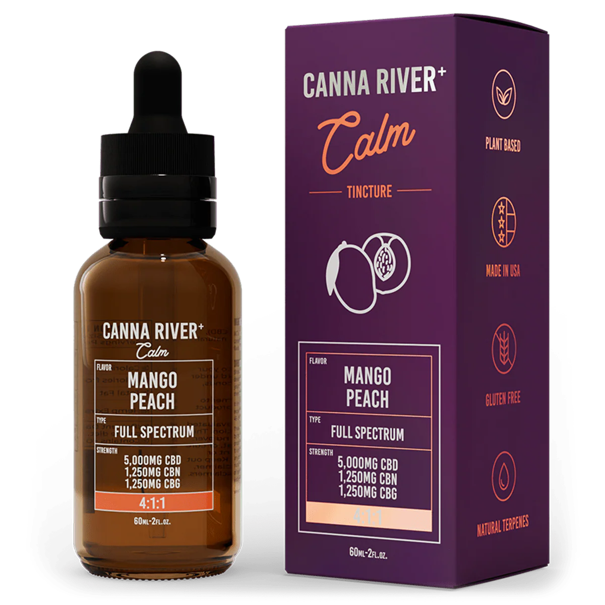 Canna River | Calm Tintura Clasica CBD E. Completo 500mg + 120mg CBN + 120mg CBG  | 60 ml