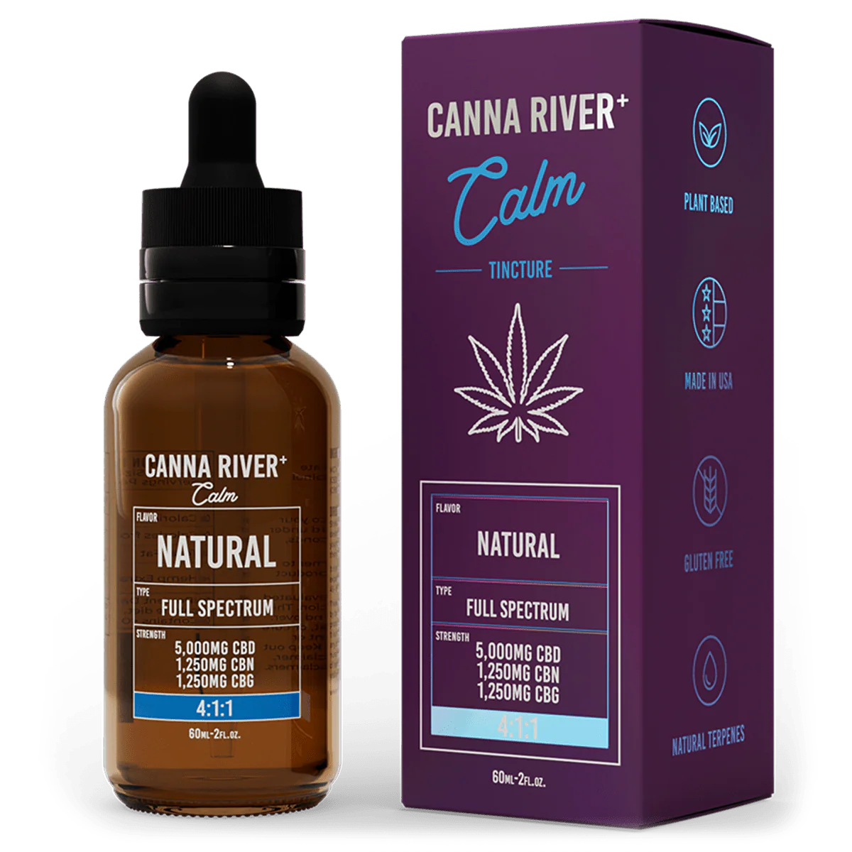Canna River | Calm Tintura Clasica CBD E. Completo 500mg + 120mg CBN + 120mg CBG  | 60 ml