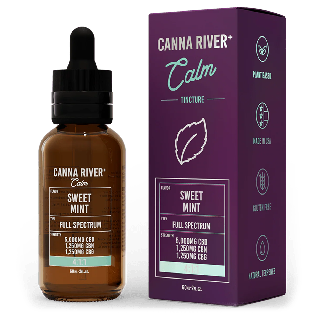 Canna River | Calm Tintura Clasica CBD E. Completo 500mg + 120mg CBN + 120mg CBG  | 60 ml
