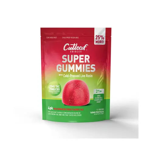 Cutleaf | Gomitas Super Gummies CBD 20 mg/pza + Delta 9 THC 20 mg/pza | 4 piezas