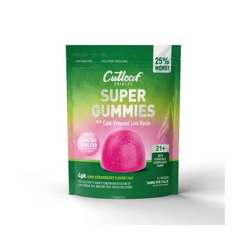 Cutleaf | Gomitas Super Gummies CBD 20 mg/pza + Delta 9 THC 20 mg/pza | 4 piezas