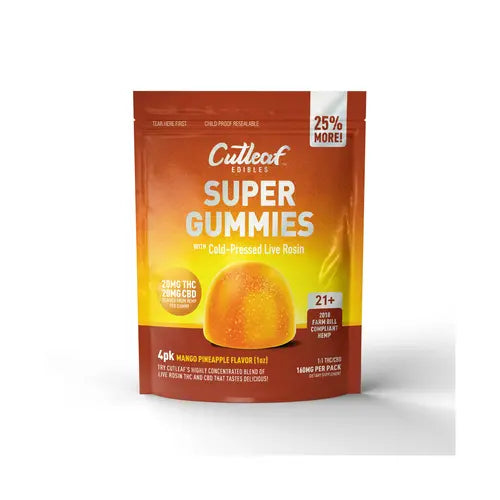 Cutleaf | Gomitas Super Gummies CBD 20 mg/pza + Delta 9 THC 20 mg/pza | 4 piezas