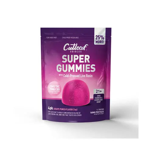 Cutleaf | Gomitas Super Gummies CBD 20 mg/pza + Delta 9 THC 20 mg/pza | 4 piezas