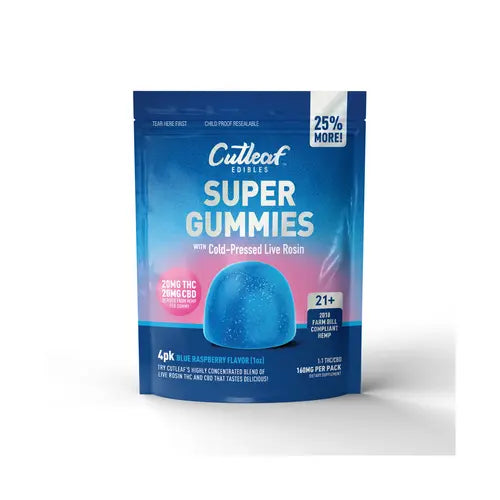 Cutleaf | Gomitas Super Gummies CBD 20 mg/pza + Delta 9 THC 20 mg/pza | 4 piezas