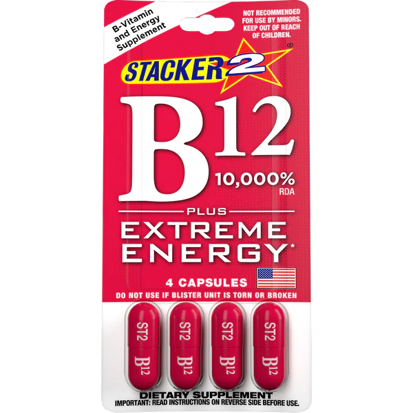 Stacker2 | B12 cafeína 150 mg/pieza L-tyrosine 25 mg/pza | 4 pieza
