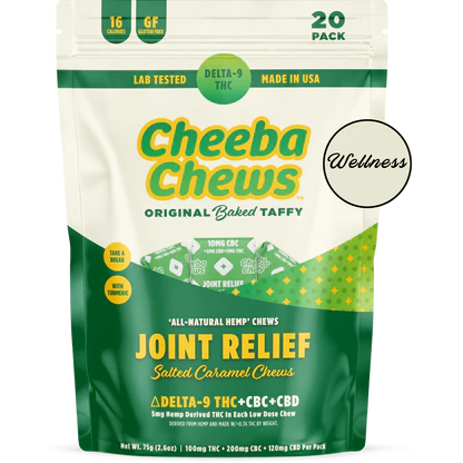 Cheeba Chews | Caramelo Joint Relief THC 5 mg/pza + CBD 6 mg/pza + CBC 10 mg/pza | 20 unidades