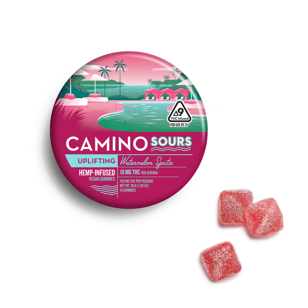 Camino | Gomitas Sour Watermelon Spritz Delta 9 THC 10 mg/pza | 20 piezas