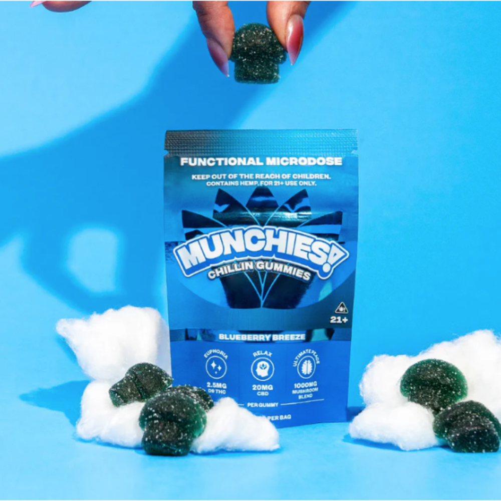 Munchies | Chillin Gummies Delta 9 THC 2.5mg/pza + CBD 20 mg/pza + Hongos (reishi, cordyceps y chaga) 1000 mg/pza | 5 piezas