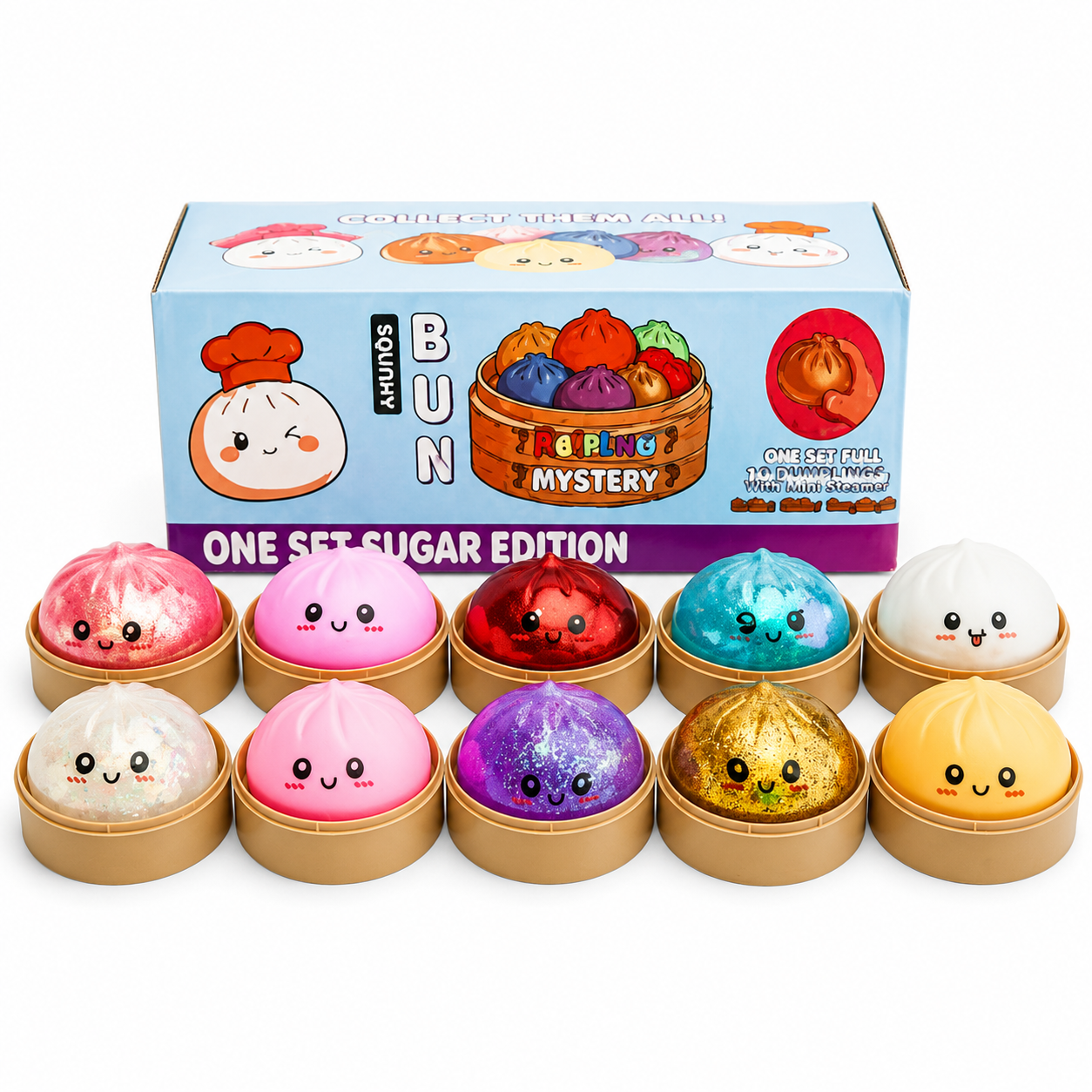 Bun | Squishy Dumpling Rainbow Mystery Sugar Edition |1 pieza