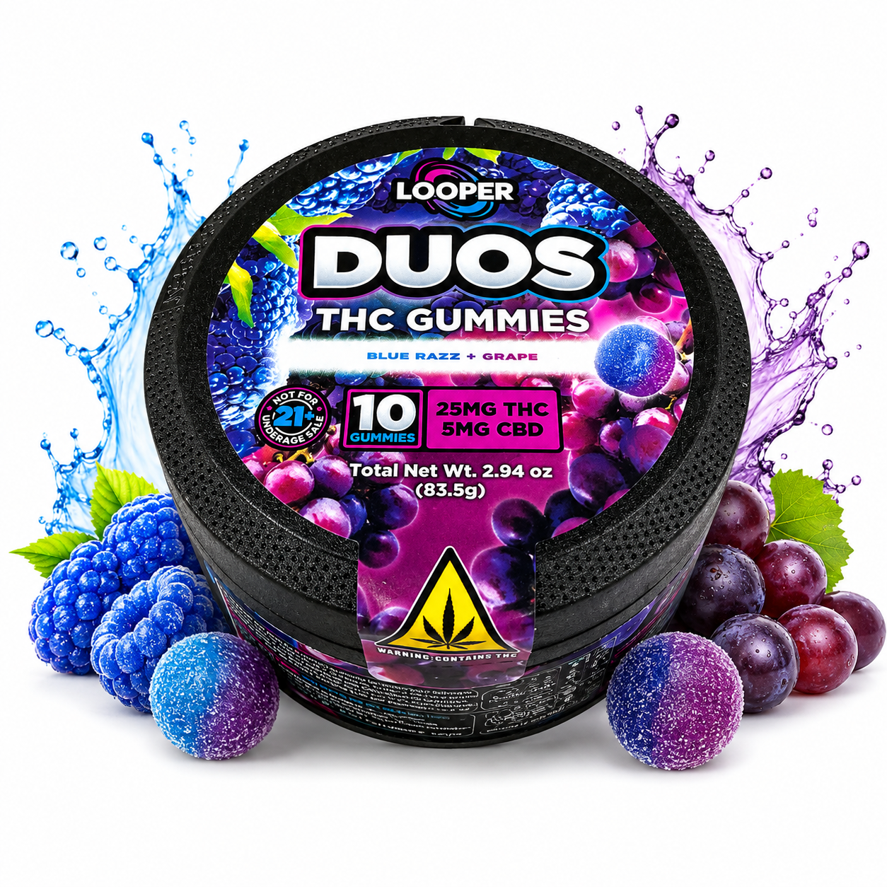 Looper | Duos Gomitas Delta 9 THC 25 mg/pza + CBD 5 mg/pza | 10 piezas