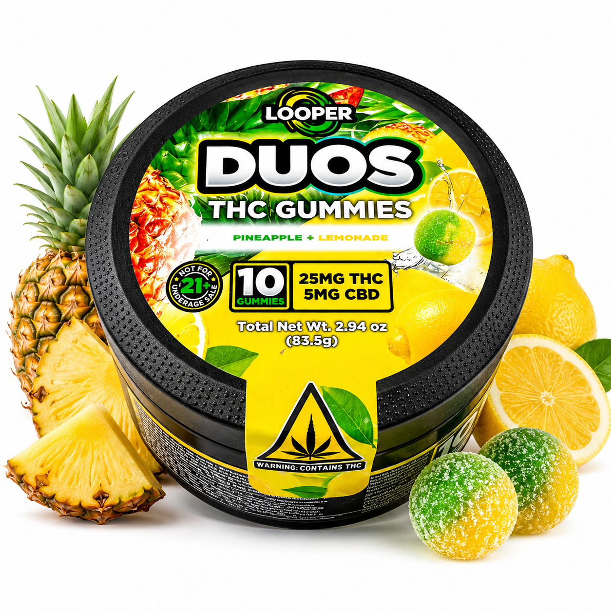 Looper | Duos Gomitas Delta 9 THC 25 mg/pza + CBD 5 mg/pza | 10 piezas