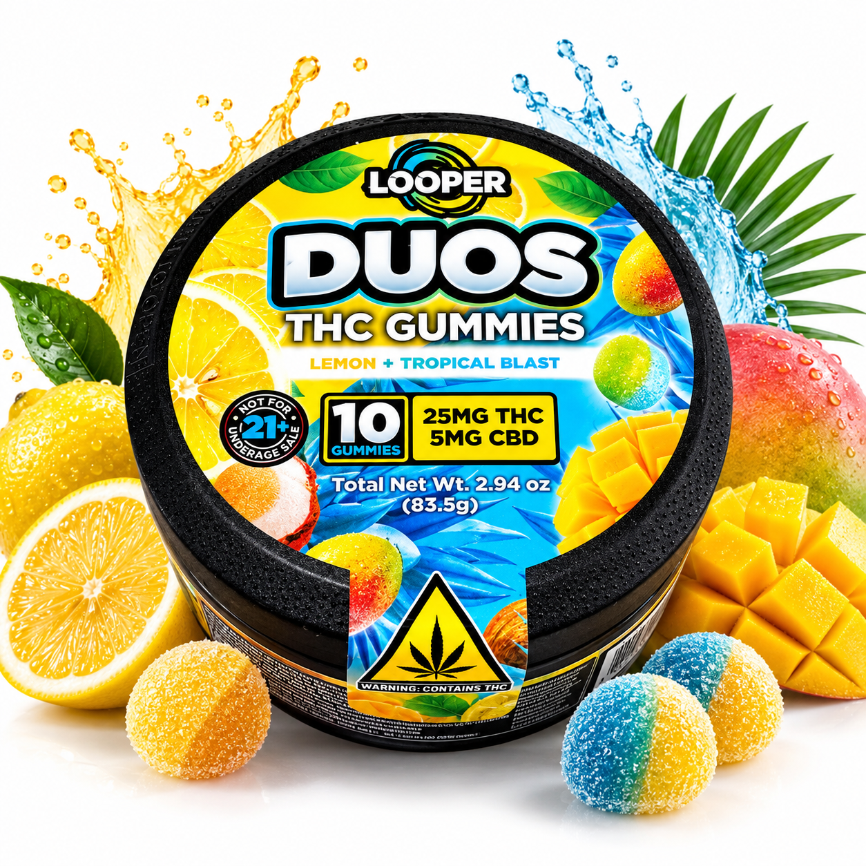 Looper | Duos Gomitas Delta 9 THC 25 mg/pza + CBD 5 mg/pza | 10 piezas