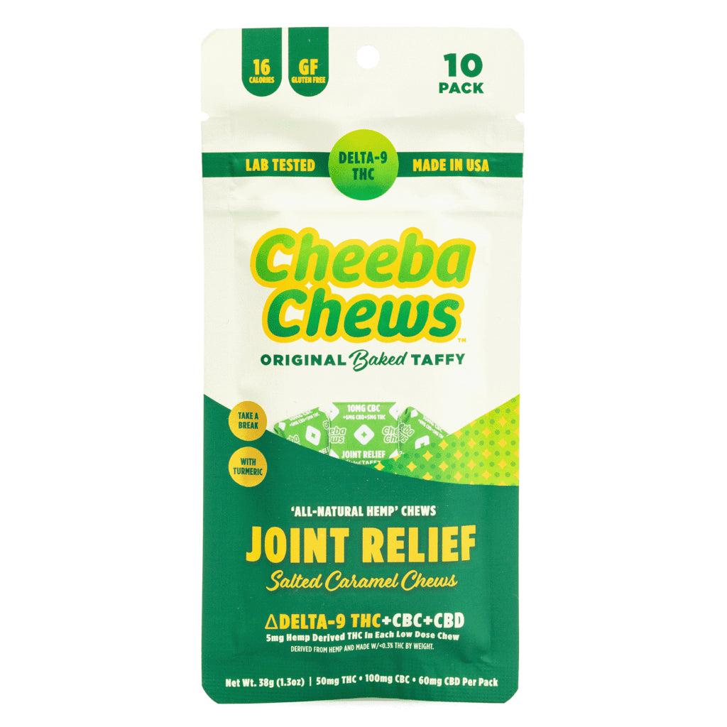 Cheeba Chews | Caramelo Joint Relief THC 5 mg/pza + CBD 6 mg/pza + CBC 10 mg/pza | 20 unidades