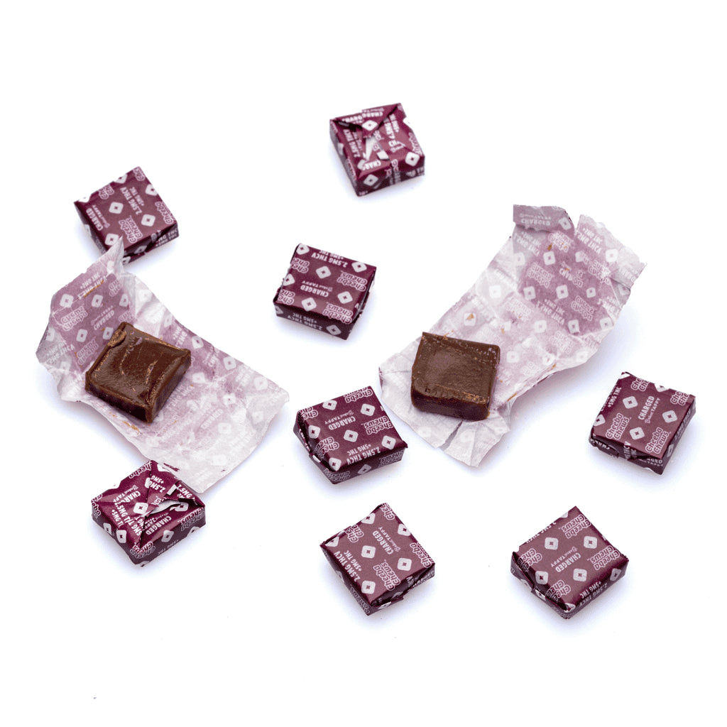 Cheeba Chews | Caramelo Charged Delta 9 THC 5 mg/pza + THCV 2.5 mg/pza + cafeína 5 mg/pza | 20 piezas