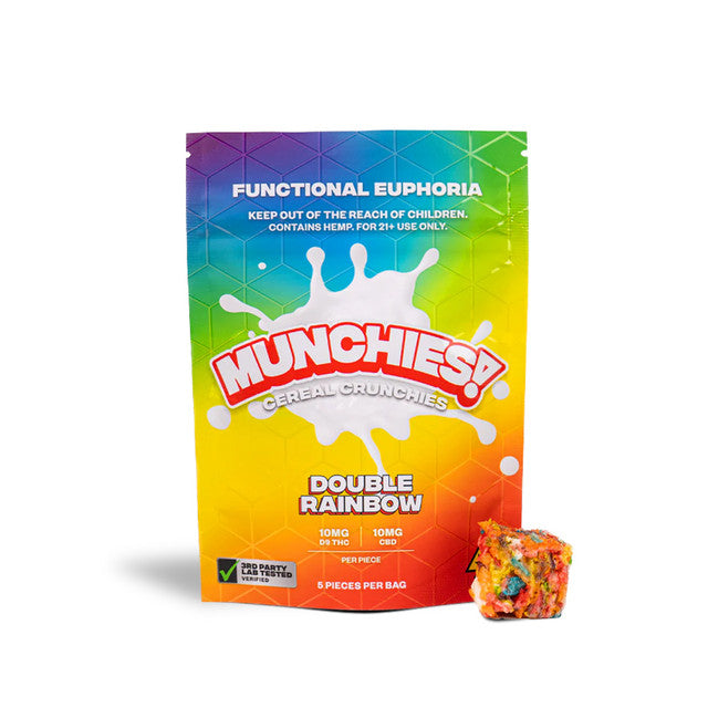 Delta Munchies | Barras de Cereal de Arroz Inflado Delta 9 THC 25 mg/pza + CBD 25mg/pza | 5 o 10 piezas