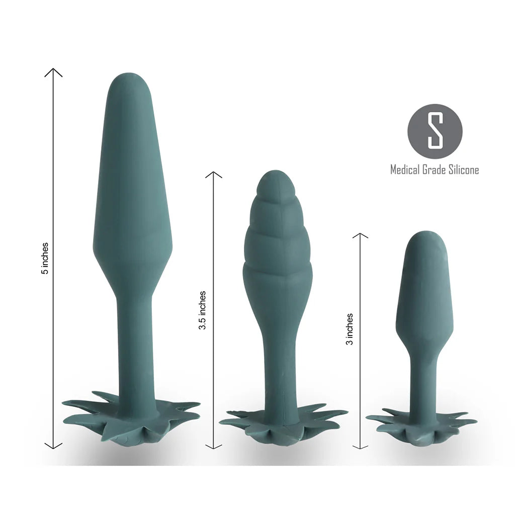 Maia | Doobies Set de Plugs Anales de Silicona con Base Hoja 420 Series | 3 Piezas