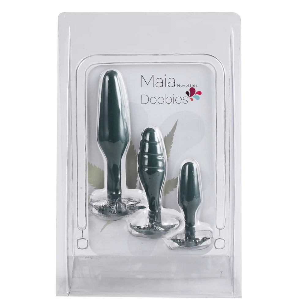 Maia | Doobies Set de Plugs Anales de Silicona con Base Hoja 420 Series | 3 Piezas