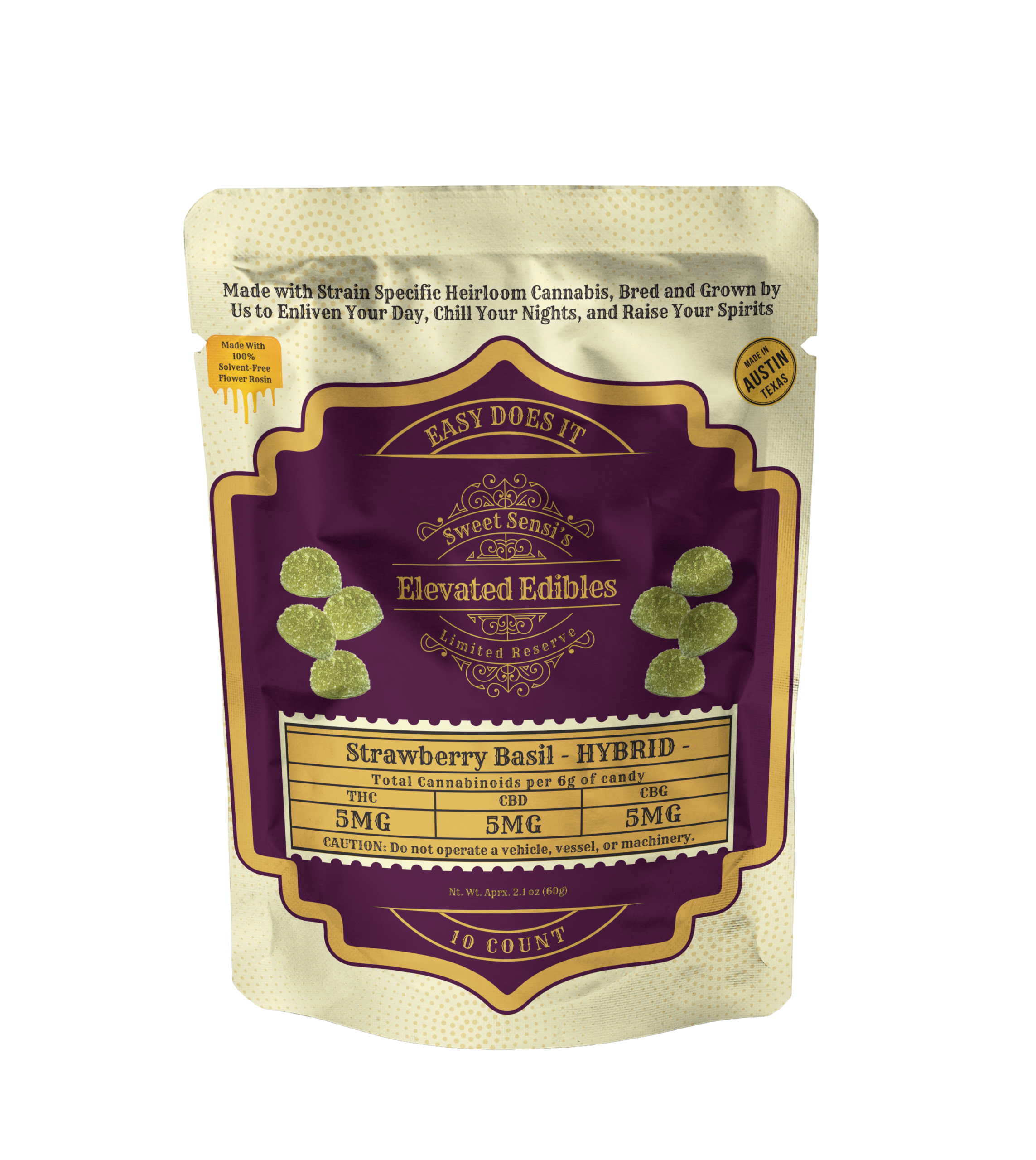 Sweet Sensi | Gomitas Easy Does It Delta 9 THC 5 mg/pza + CBD 10 mg/pza  | 10 piezas