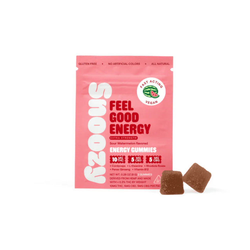 Snoozy | Gomitas Feel Good Energy Delta 9 THC 10 mg/pza + CBD 5 mg/pza + CBG 5 mg/pza | 2 o 20 piezas