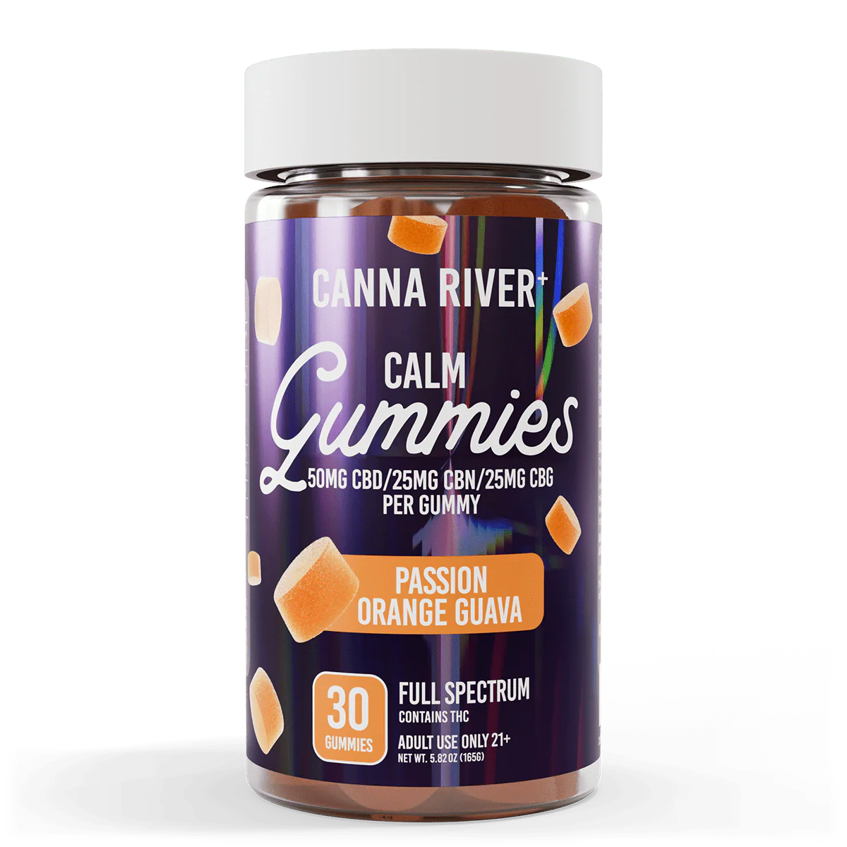 Canna River | Gomitas Calm CBD E. Completo 50 mg/pza + CBN 25 mg/pza + CBG 25 mg/pza + Delta 9 THC 3 mg/pza|  30 piezas