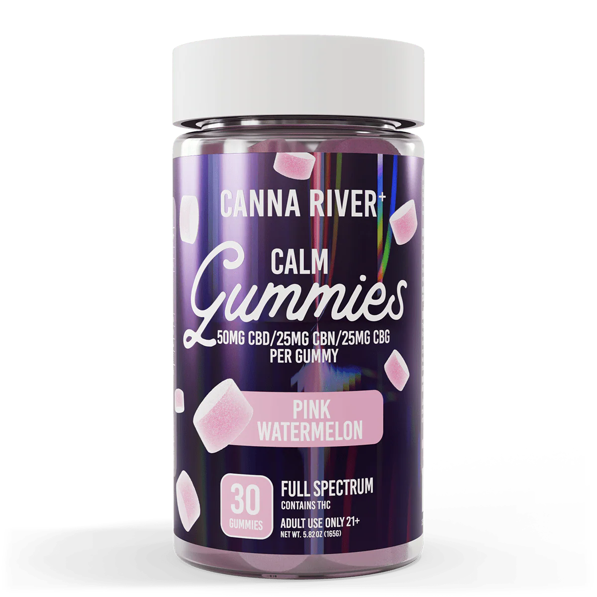 Canna River | Gomitas Calm CBD E. Completo 50 mg/pza + CBN 25 mg/pza + CBG 25 mg/pza + Delta 9 THC 3 mg/pza|  30 piezas