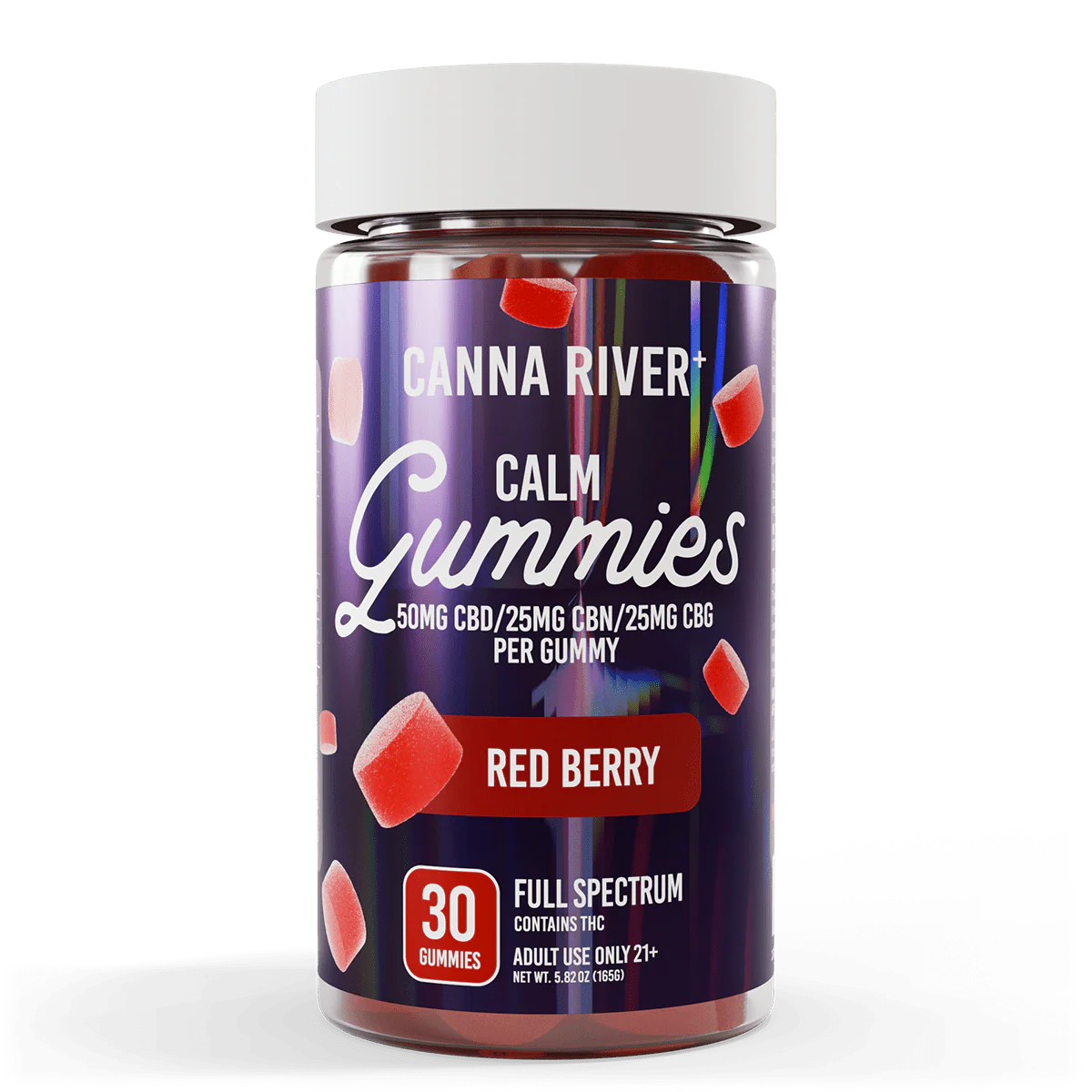 Canna River | Gomitas Calm CBD E. Completo 50 mg/pza + CBN 25 mg/pza + CBG 25 mg/pza + Delta 9 THC 3 mg/pza|  30 piezas