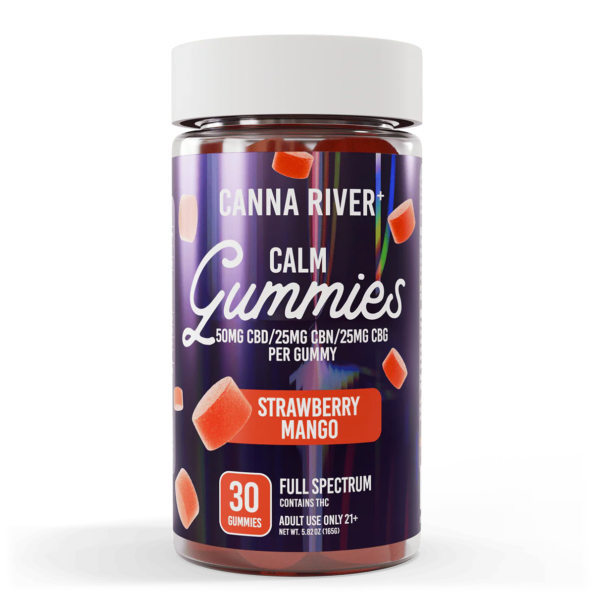 Canna River | Gomitas Calm CBD E. Completo 50 mg/pza + CBN 25 mg/pza + CBG 25 mg/pza + Delta 9 THC 3 mg/pza|  30 piezas