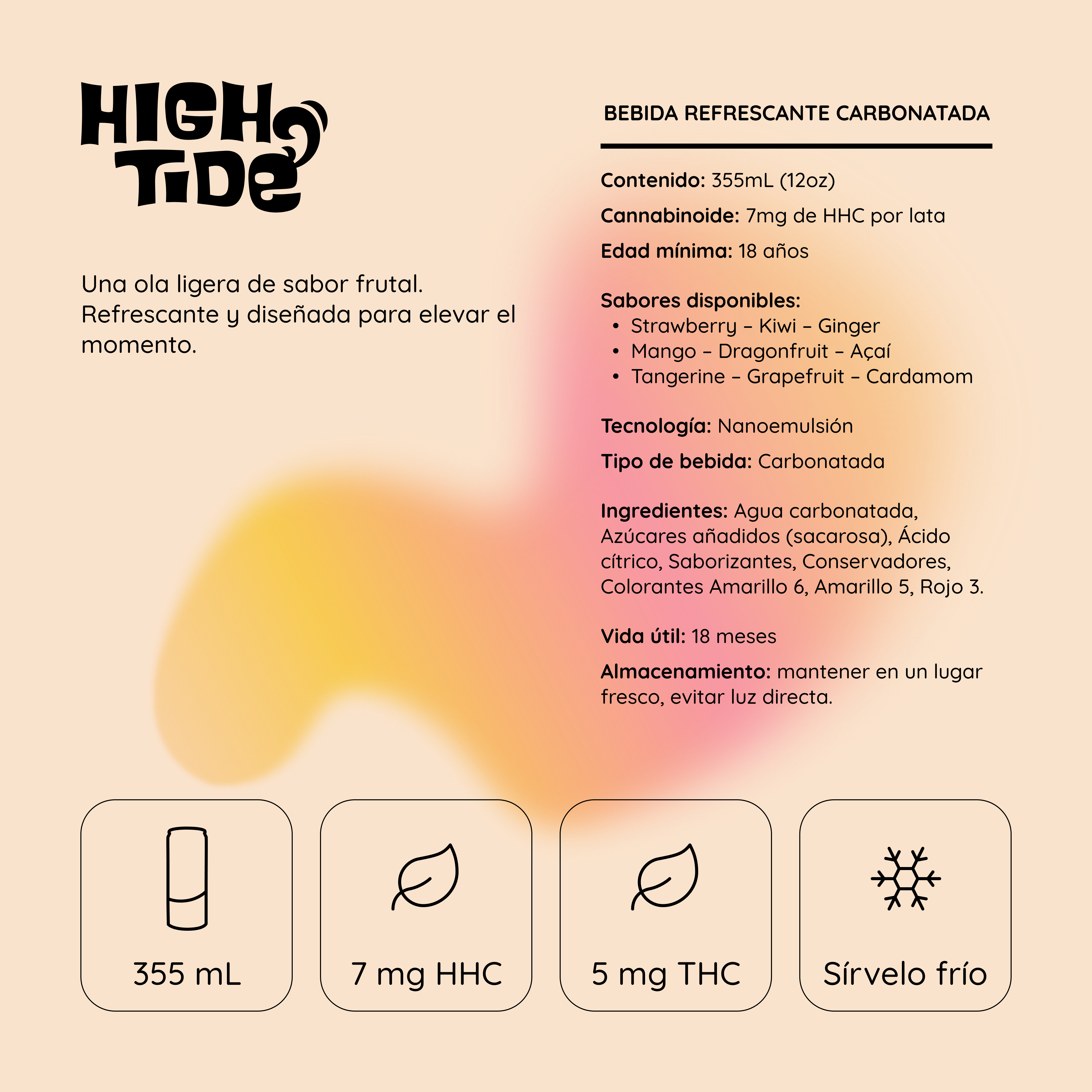 God´s Beard Cult | High Tide Bebida Delta 9 THC 5mg/pza + HHC 7mg/pza | 355 ml | 1 pieza