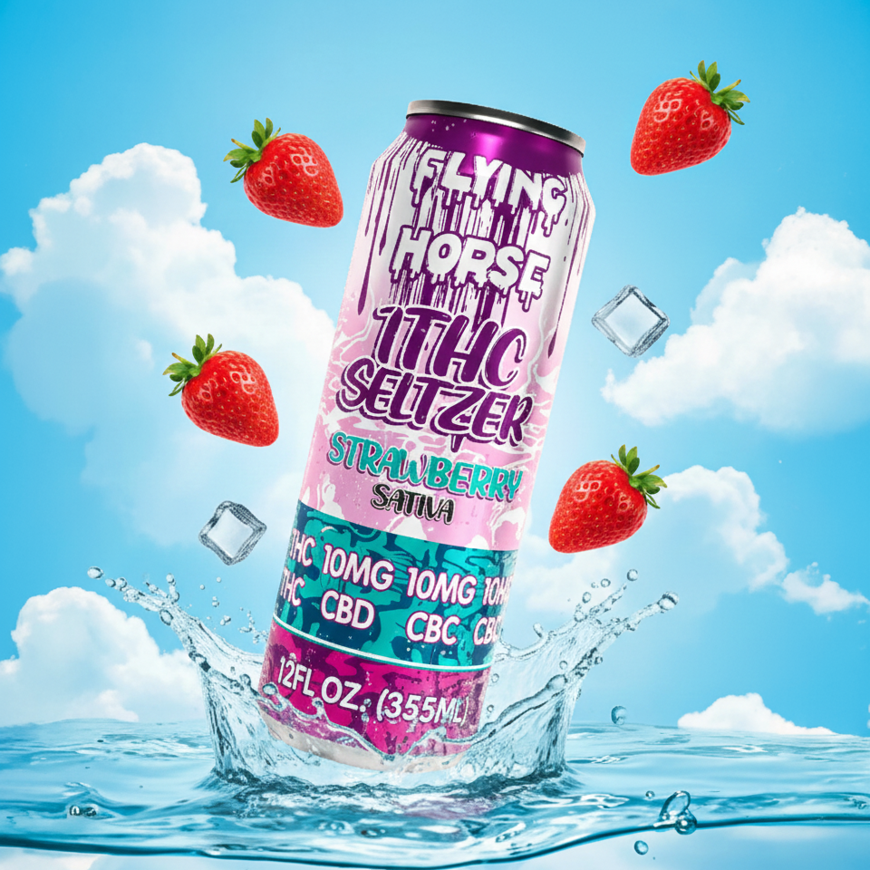 Flying Horse | Bebida Delta 9 THC 10mg/pza + CBD 10mg/pza + CBC 10mg/pza + THC-P 10mg/pza | 1 pieza