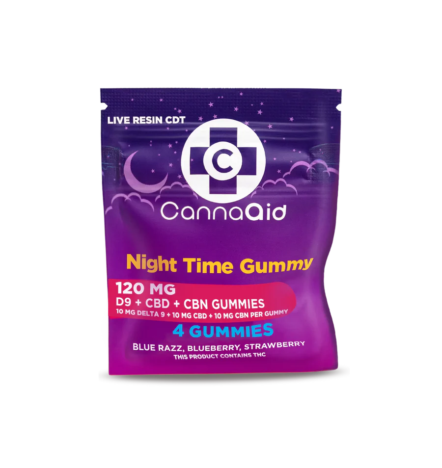 Canna Aid | Gomitas Delta 9 THC 10 mg/pza + CBD 10 mg/pza + CBN 10 mg/pza | 4 piezas