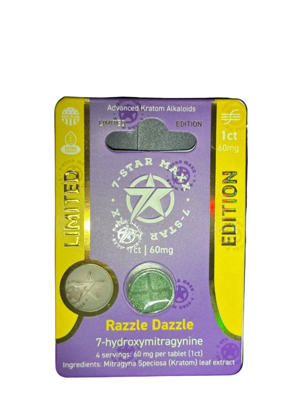 7 Star Maxx | Tableta 7-Hidroximitraginina 60 mg/pza | 1 piezas