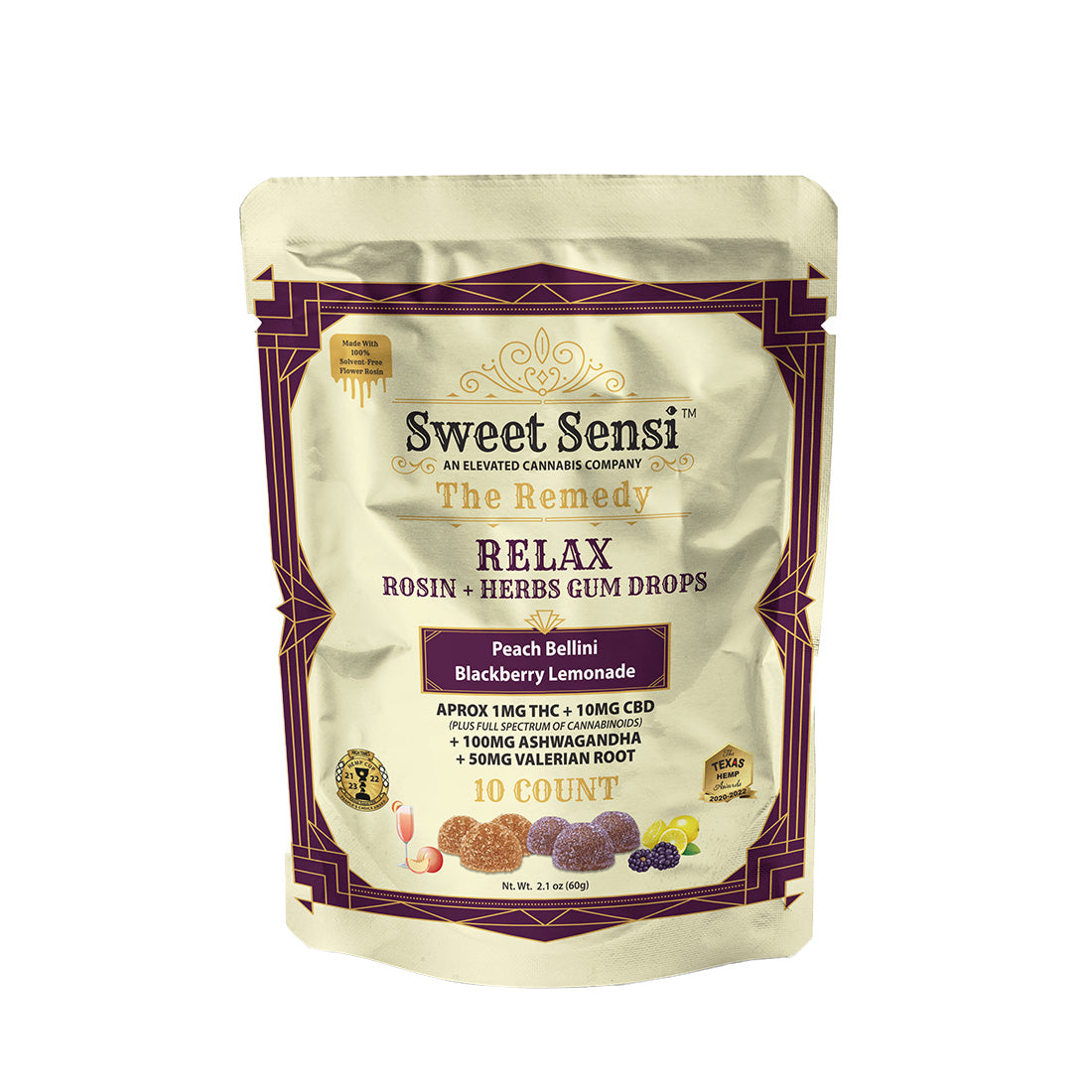 Sweet Sensi | Gomitas Relax CBD 10 mg/pza + Delta 9 THC 1 mg/pza| 10 o 30 piezas