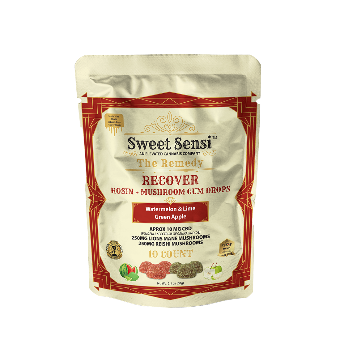 Sweet Sensi | Gomitas CBD  10 mg/pza + Melena de Leon 250 mg/pza + Reishi 250 mg/pza | 10 o 30 piezas