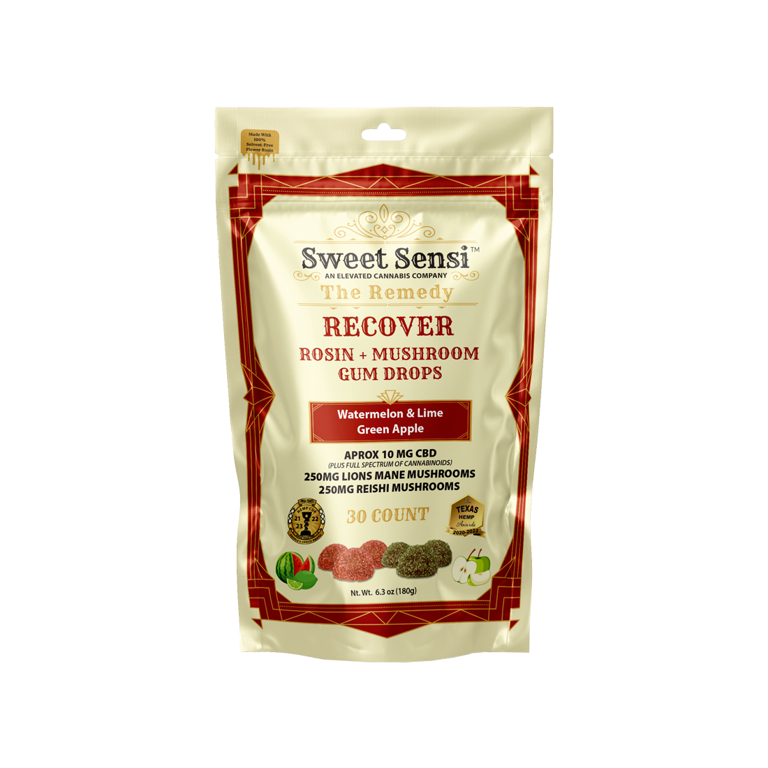 Sweet Sensi | Gomitas CBD  10 mg/pza + Melena de Leon 250 mg/pza + Reishi 250 mg/pza | 10 o 30 piezas