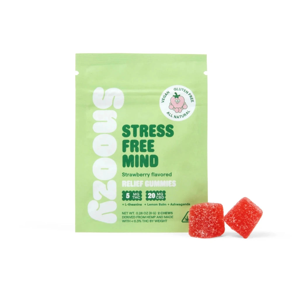 Snoozy | Gomitas Relief Delta 9 THC 5 mg/pza + CBD 20 mg/pza | 2 o 20 pzas