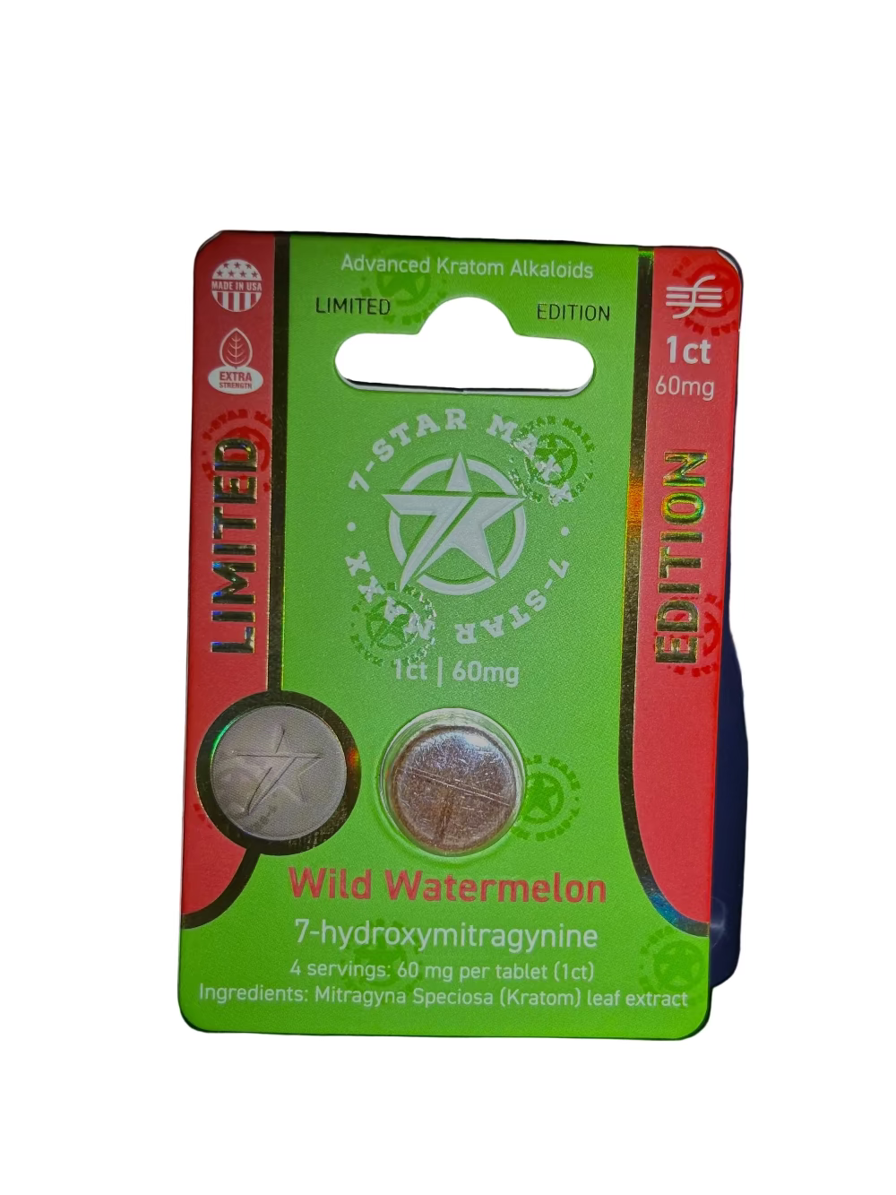 7 Star Maxx | Tableta 7-Hidroximitraginina 60 mg/pza | 1 piezas