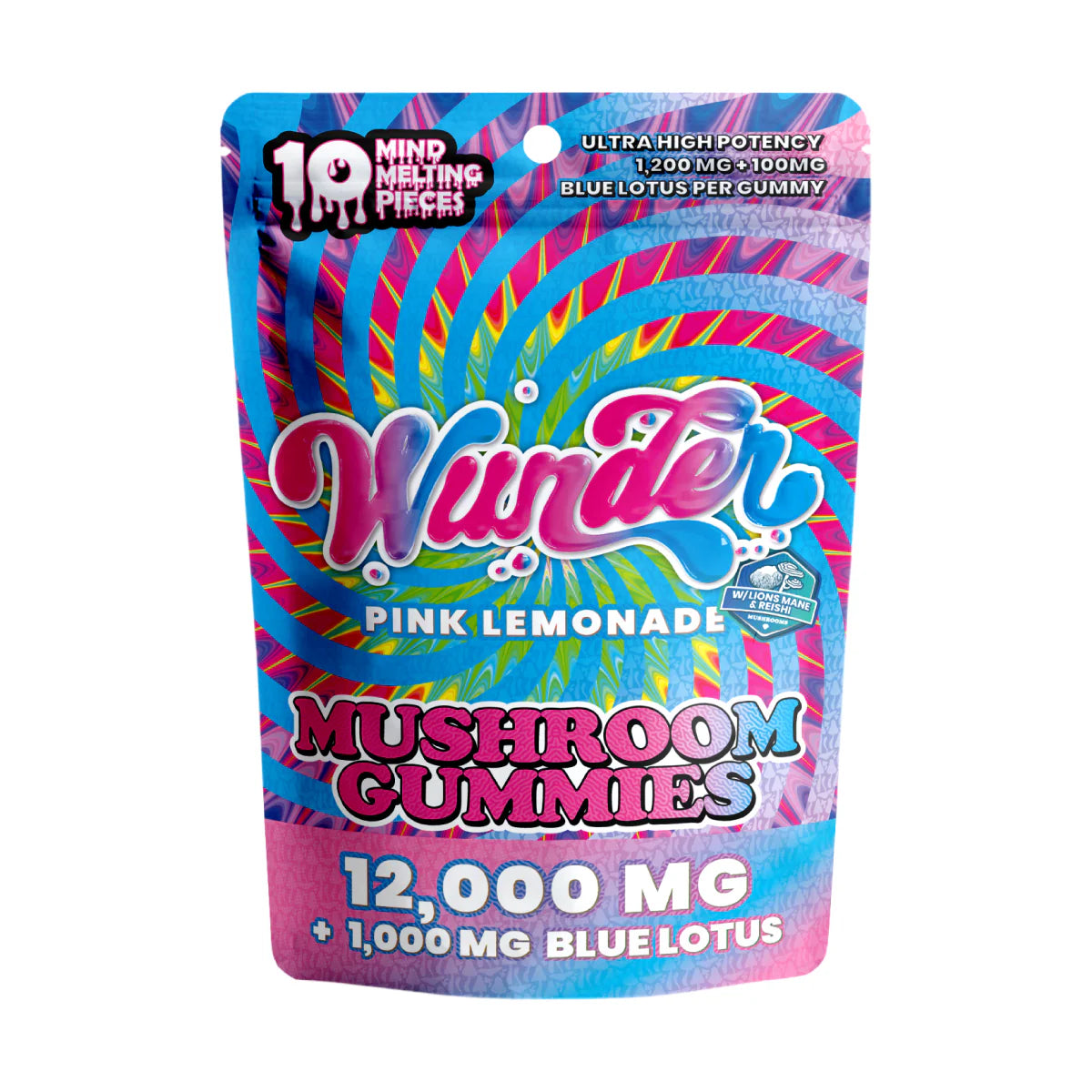 Wunder | Gomitas Pink Lemonade de Nootropicos 1200 mg/pza + Blue Lotus 100 mg/pza | 2 o 10 piezas