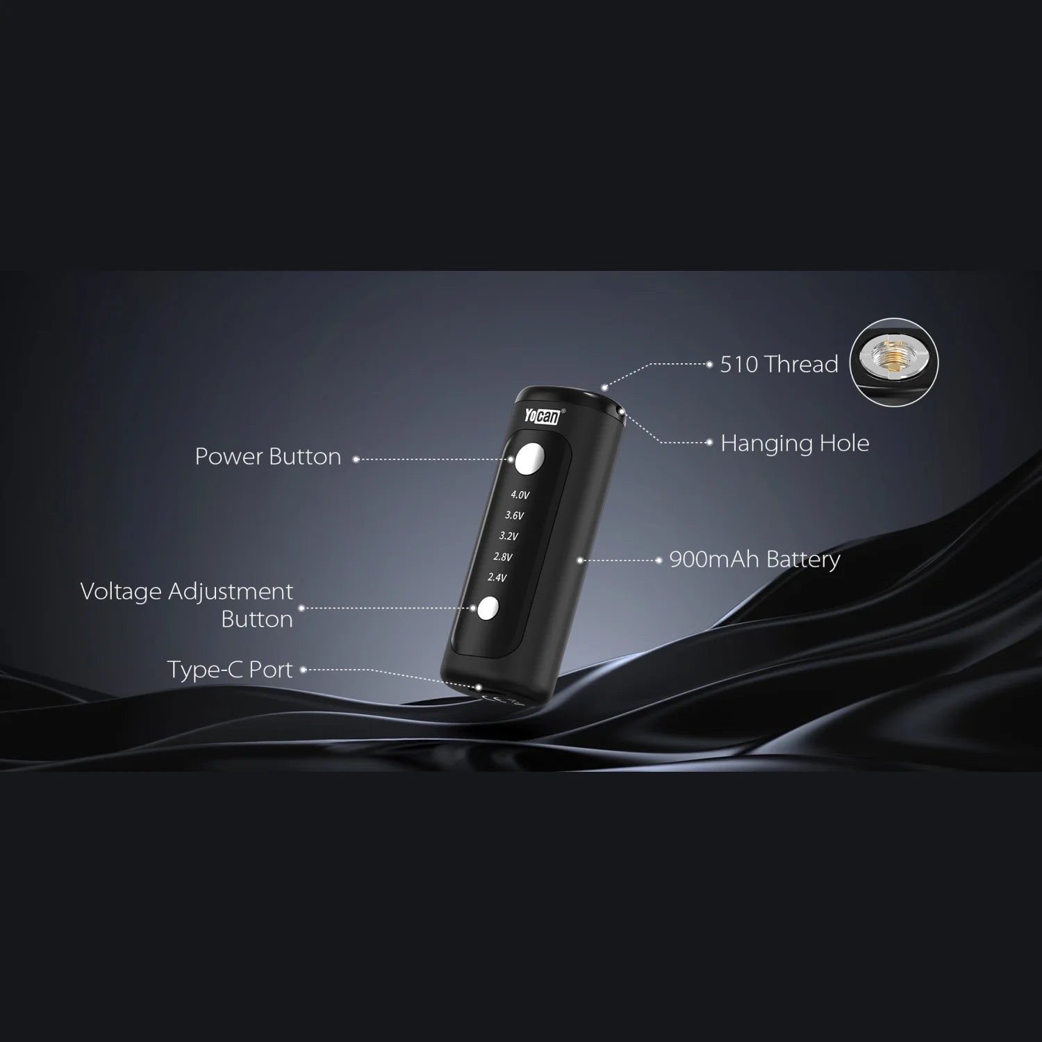 Yocan | Kodo + Plus Bateria Digital para Cartucho de Wax 510 | 900 mAh