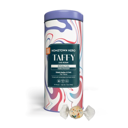 Hometown Hero | Taffy Live Rosin Delta 9 THC 15 mg/pza | 1 pieza