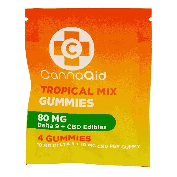 Canna Aid | Gomitas Tropical Mix Delta 9 THC 10 mg/pza + CBD 10 mg/pza | 4 piezas